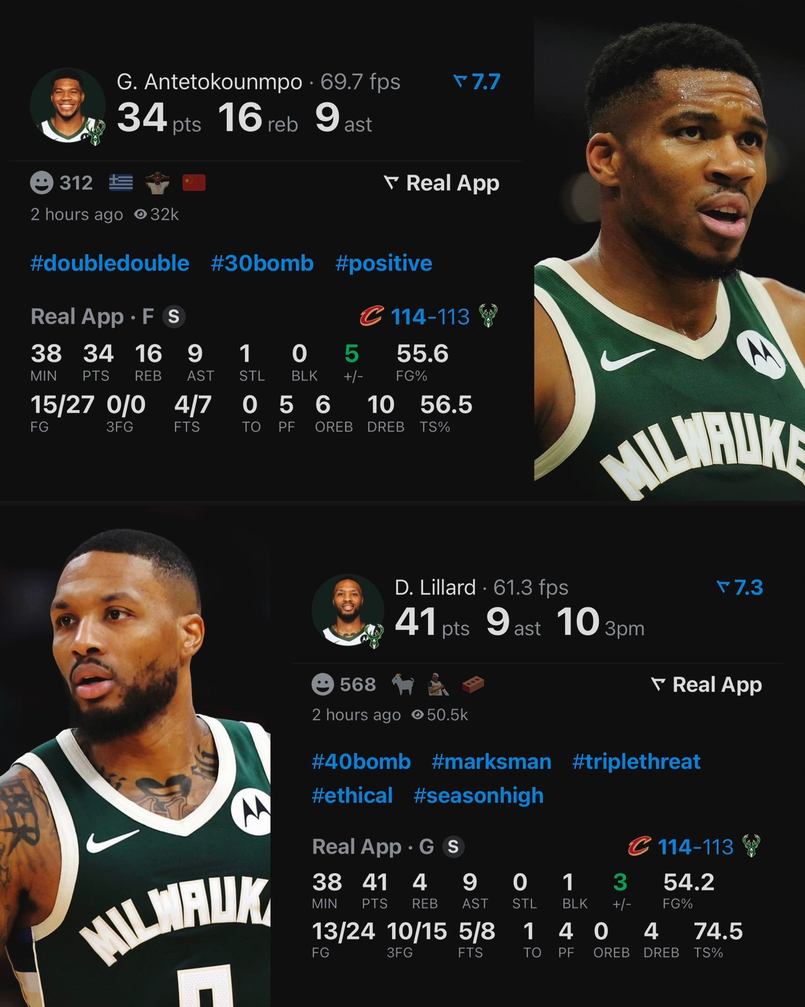 雄鹿再擒骑士，字母哥强势砍下分